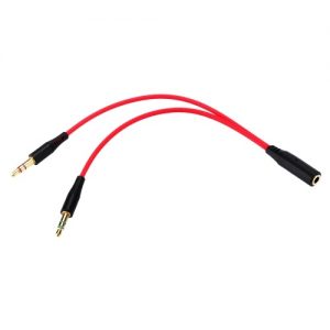 18cm 3.5mm Audio Conversion Line 2 Male to 1 Female AUX Cord Two in One Computer Headset Microphone Cable Black
