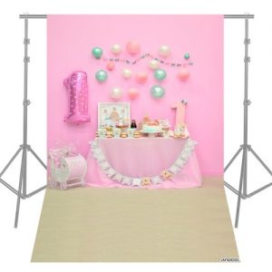 Andoer 1.5 * 2.1m/5 * 7ft First Birthday Party Photography Background Pink Balloon Cake Table Backdrop Baby Newborn Photo Studio Pros