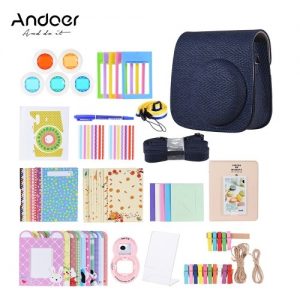 Andoer 14 in 1 Accessories Bundle for Fujifilm Instax Mini 8/8+/8s/9 with Camera Case/Strap/Sticker/Selfie Lens/Filter/Album/Photo Frame/Border Sticker/Corner Sticker/Pen