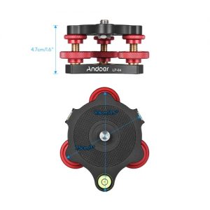 Andoer LP-64 Tripod Leveling Base Tri-wheel Precision Leveler with Bubble Level 3/8" Screw Aluminum Alloy Max. 15kg/33Lbs