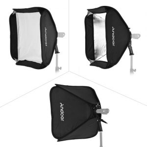 Andoer Photo Studio Multifunctional 40 * 40cm Folding Softbox with S-type Handheld Flash Speedlite Bracket with Bowens Mount and Carrying Bag for Portrait or Product Photography
