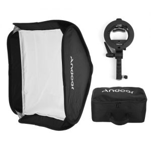 Andoer Photo Studio Multifunctional 80 * 80cm Folding Softbox with S-type Handheld Flash Speedlite Bracket with Bowens Mount and Carrying Bag for Portrait or Product Photography