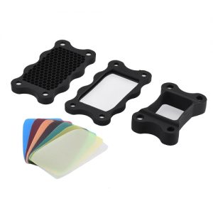 Flash Speedlite Rubber Honeycomb Grib + 7pcs Color Gels Filters