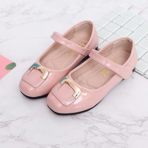 Girls Square Decor Hook Loop Elegant Mary Jane Shoes