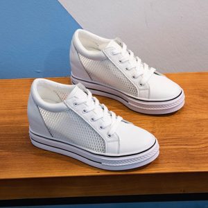 Increased Women's Shoes Season New Wild Thin Breathable Mesh Shoes Thick White Casual Sports Mesh Shoes