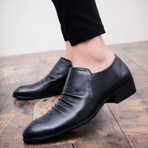 Large Size Men Microfiber Leather Non-slip Side Zipper Casual Formal Shoes