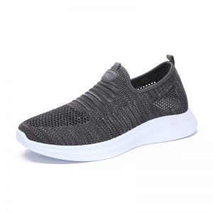 Men Knitted Fabric Breathable Soft Walking Shoes Slip On Casual Sneakers