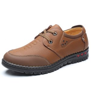 Men Microfiber Leather Lace Up Wear-resistant Casual Shoes