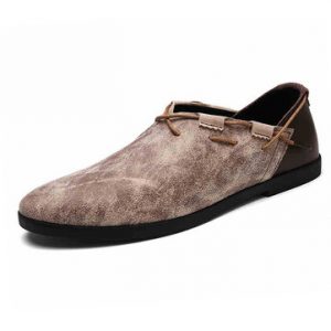 Men Vintage Color Breathable Shoelace Decoration Slip On Casual Shoes