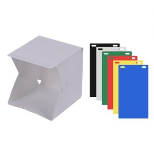 Portable DIY LED Studio Light Box Tent Kit Mini Foldable Photo Studio Softbox 6500K with Built-in 1pc LED Strip 6 Different Colors of Backdrops 5V 1A USB Input for Small Products Still Life