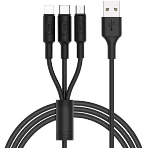 hoco. X25 3in1 USB Charger Cable for iPhone X/8/7/6s/5s Samsung Huawei for Apple,for Andriod Type C Micro USB Sync Data Charging Cable For iPad 1m
