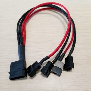 ide molex to 4 x 12v 4pin socket (2pin wire) cooling fan splitter connector jack power supply cable cord 22awg wire 30cm to pc diy