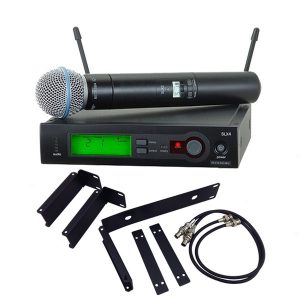 with rack mounting for stage uhf pro wireless dual microphone system slx24/beta58 58a cordless mic for ktv karaoke dj