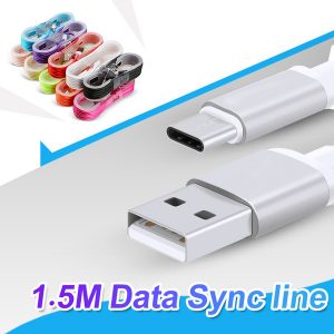 1.5m type c long strong braided usb charger cable micro usb cable for samsung s8 plus sync data cord metal plug without package