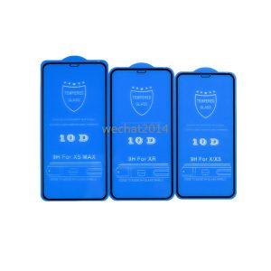 100pcs 10d full cover screen protector 9h tempered glass carbon fiber screen protector for iphone x 6 6s 7 8 plus xs max