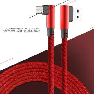 2.4a dual bend fabrics charging cable for samsung huawei xiaomi android type-c phone fast charger cord 90 degree bend date transmission