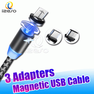 3 in 1 magnetic fast charger line 2a nylon magnet quick charging cord type c micro usb cable for samsung s20 ultra izeso
