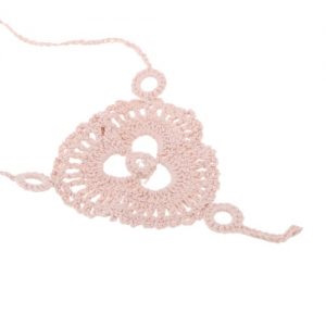 Beige Cotton Thread Crochet Foot Chain Bracelet Anklet Patterns Circles Pearl Beach Barefoot Sandal