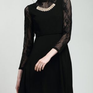 Black Cotton-blend Casual Pierced Mini Dress