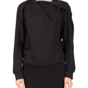Black Draped Elegant Sweatshirt