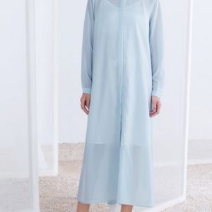 Blue A-line Casual Buttoned Midi Dress