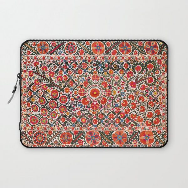 Bokhara Suzani Antique Uzbekistan Floral Rug Print Computer Cover by Vicky Brago-MitchellA(r) - Laptop Sleeve - 13"