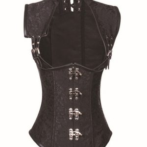 Brown Retro Corset Metallic Buckle Jacquard Steampunk Vintage Costume For Women