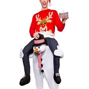 Carry Me Snowman Costume Halloween Christmas Piggyback Unisex Adults Flannel Funny Oktoberfest Ride On Costumes