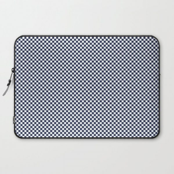 Dark Sargasso Blue and White Mini Check 2018 Color Trends Computer Cover by Honor and obey - Laptop Sleeve - 15"