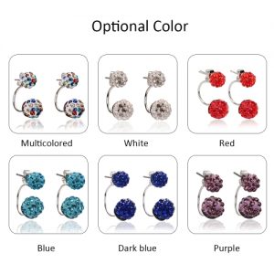 Fashion Crystal Diamond Ball Ear Studs Ear Accessories with Double Balls Earrings for Women and Girls