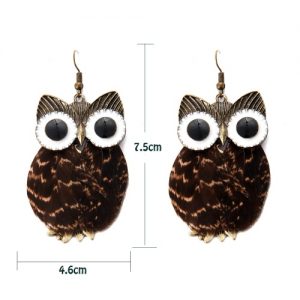 Fashion Hot New High Quality Vintage Earring with Animal Feather Pendant Ear Drop Owl Dangle Jewelry for Women Gift