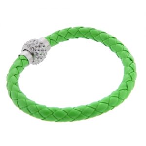 Fashion Jewelry Accessory Leather Magnetic Buckle Rhinestone Crystal Bracelet Bangle Wristband