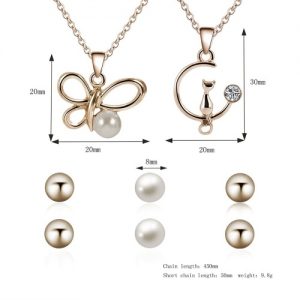 Fashion Jewelry Set Pendant Necklace Simple Pearl Ear Studs for Women Jewelry Accessory