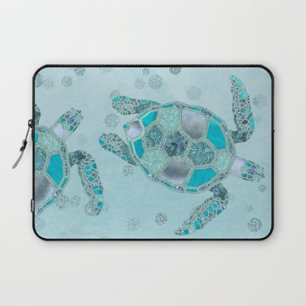 Glamour Aqua Turquoise Turtle Underwater Scenery Computer Cover by LebensART - Laptop Sleeve - 13"