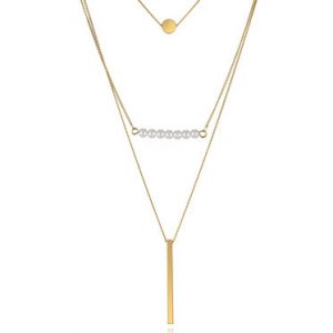 Golden Copper Layered Geometry Necklace