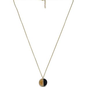 Golden Synthetic Materials Round Eclipse Necklace