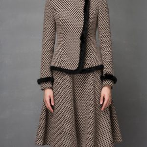 Gray Long Sleeve Printed Two Piece Midi Dress