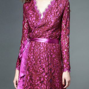 Guipure Lace Girly V Neck Long Sleeve Floral Midi Dress