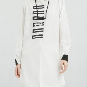 H-line Casual Long Sleeve Shirt Collar Tunic