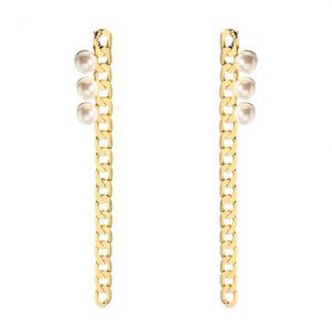 JASSY® Gold Link Chain Pearl Earrings