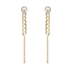 JASSY® Pearl Gold Chain Line Earrings