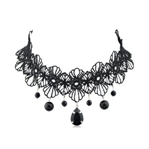 Lace Flower Waterdrop Bead Choker Necklace