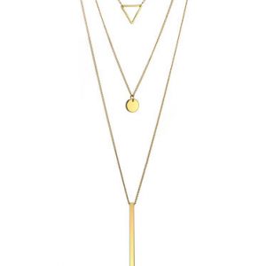 Layered Geometric Choker Copper Necklace