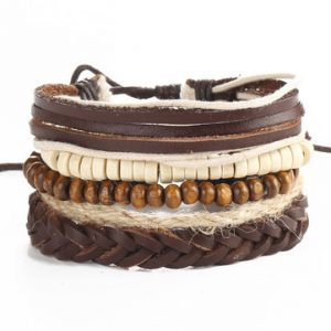 Men's Punk Bracelet Mutilayer Bead Chain Bracelet Jewelry Gift