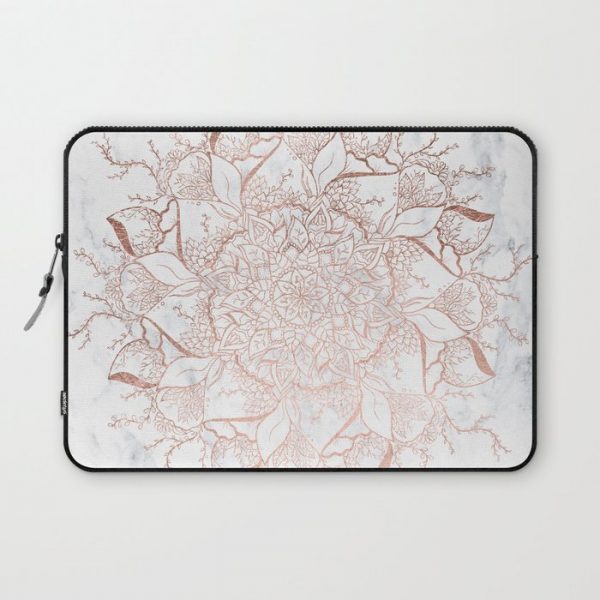 Modern rose gold floral terrarium mandala white marble Computer Cover by Girly Trend - Laptop Sleeve - 13"