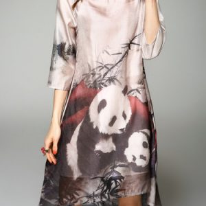 Multicolor Animal Print Vintage Printed Midi Dress