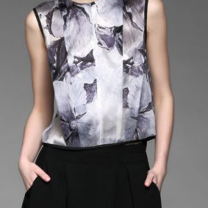 Multicolor Printed Abstract Vintage Silk Blouse