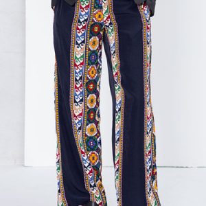 Multicolor Printed Tribal Vintage Wide Leg Pants