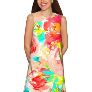 Multicolor Tie-Dye Printed Sleeveless Plus Size Mini Dress
