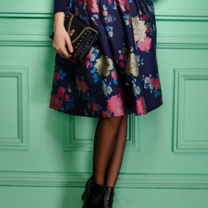 Multicolor Vintage Floral Print Folds A-line Midi Skirt